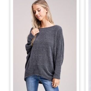 ✨LAST Fuzzy Light weight Dolman Charcoal top